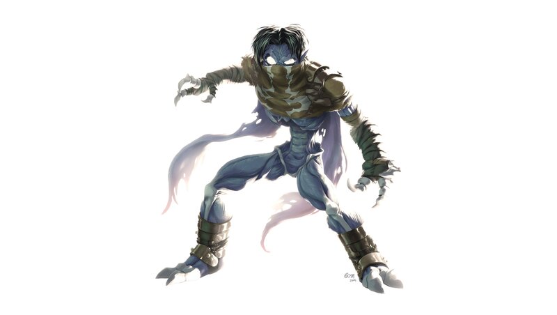 Blue-skinned Humanoid Figure
