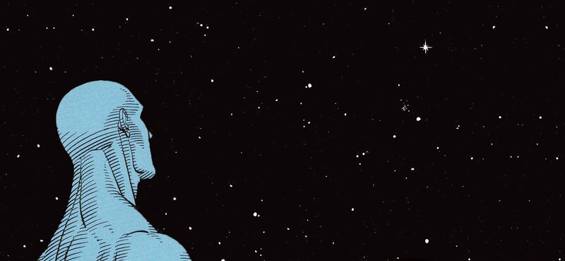 Blue-skinned Man in Space
