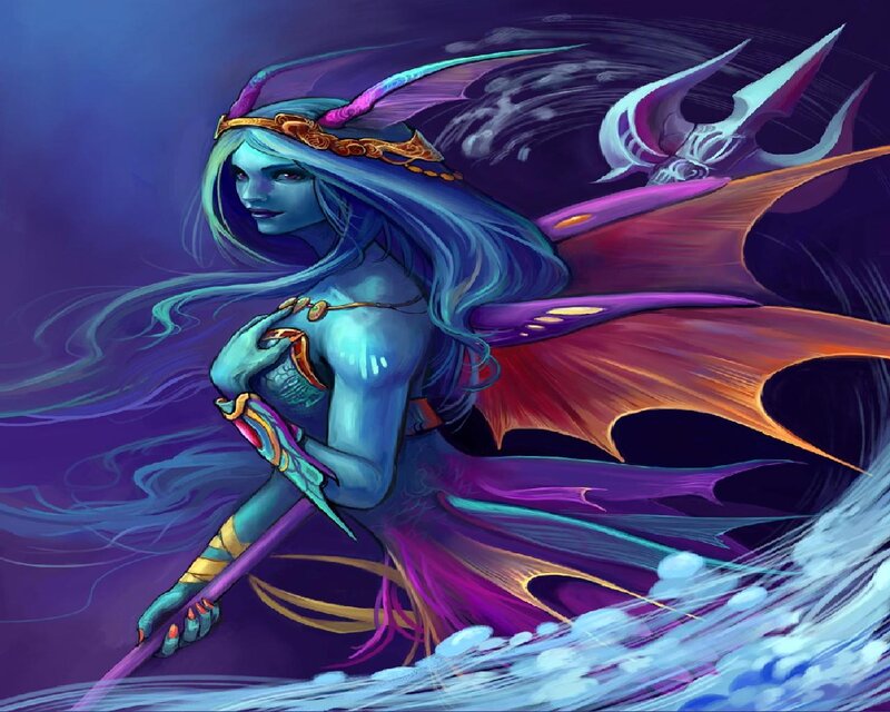 Blue-skinned Mermaid Warrior