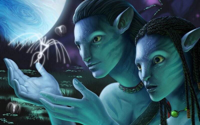 Blue-skinned Na'vi Couple — Blue