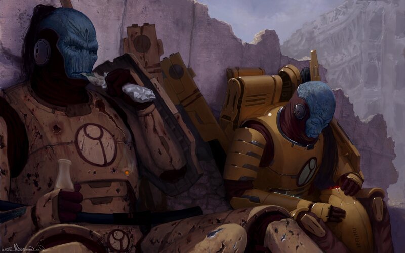 Blue-skinned Soldiers in Armor — Blue