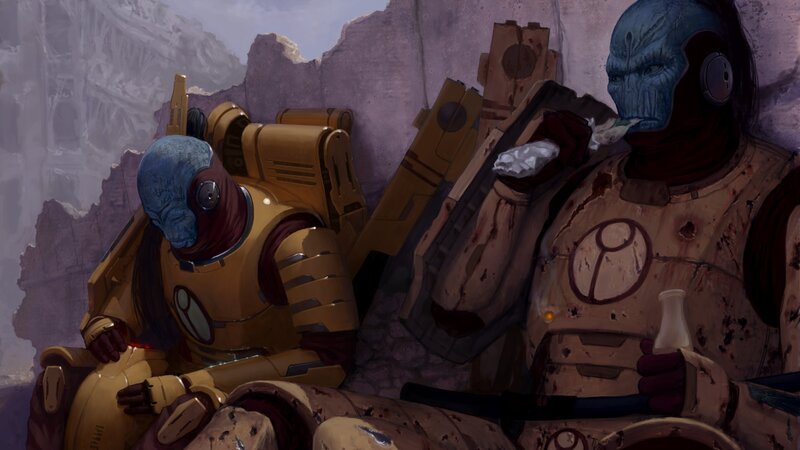 Blue-skinned Soldiers in Armor