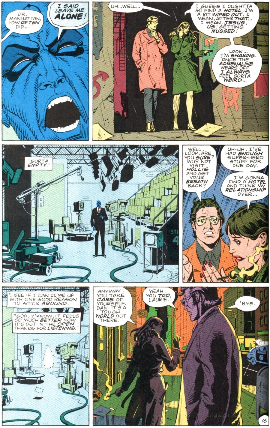 Blue-skinned superhero in distress