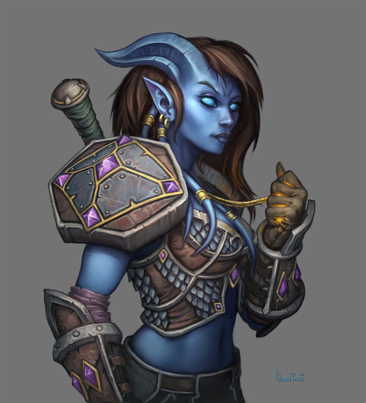 blue-skinned warrior character