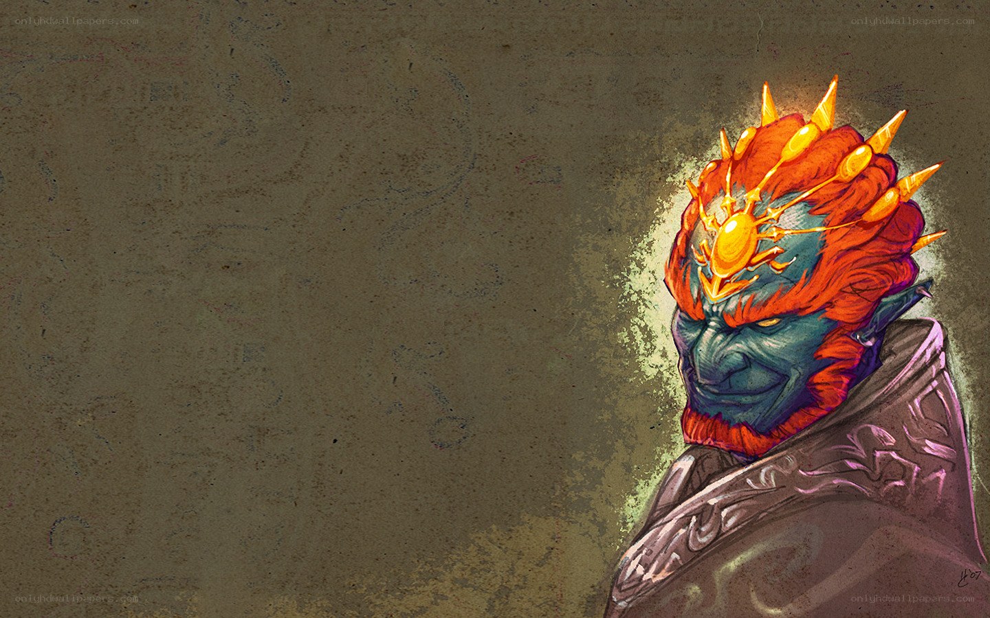 blue-skinned warrior with fiery crown