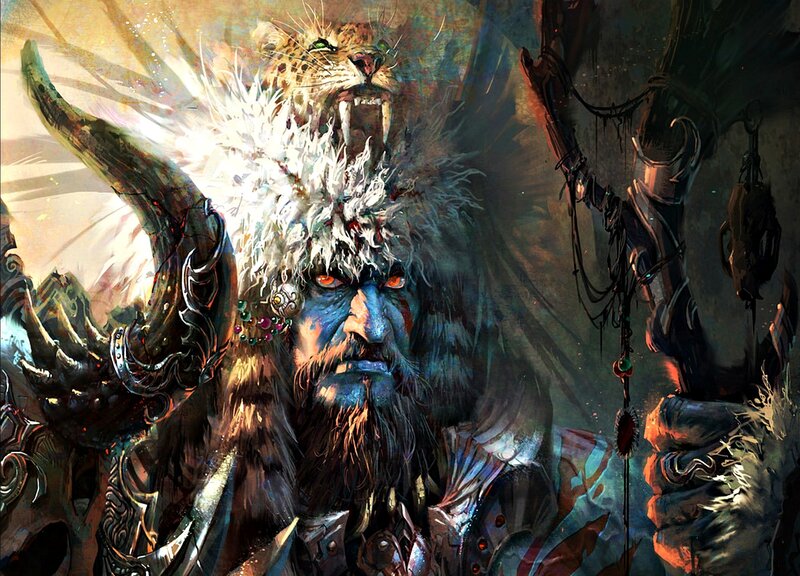 Blue-skinned Warrior with Leopard