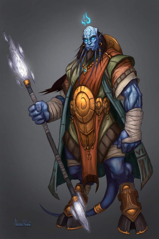 blue-skinned warrior with staff