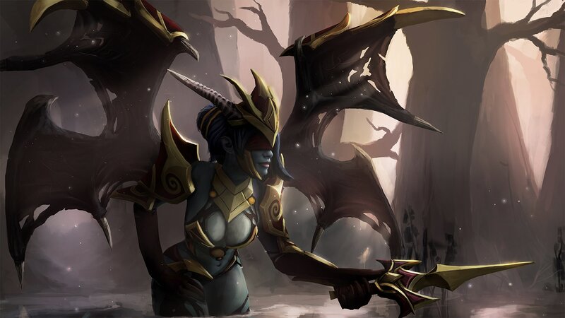 Blue-skinned Warrior with Wings — Gray