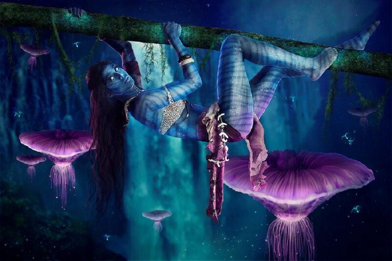 Blue-skinned Woman Hanging