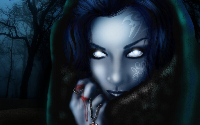 Blue-skinned Woman in Forest — Blue