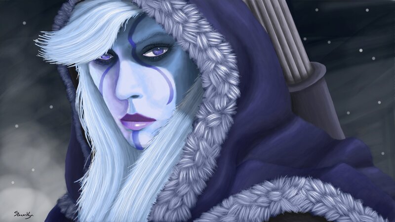 Blue-skinned Woman in Hood