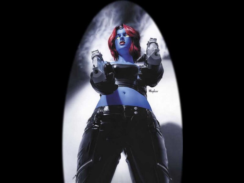 Blue-skinned Woman with Guns — Blue