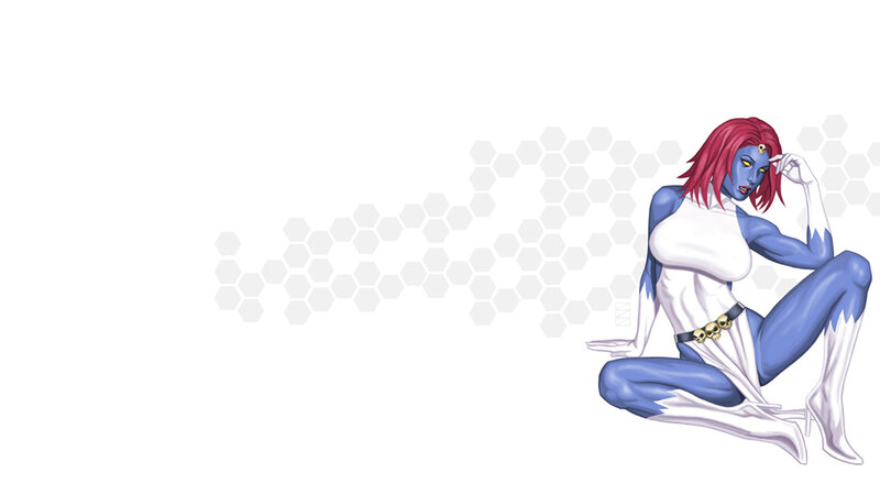 Blue-skinned Woman with Red Hair — Blue, Confident, Comic, Red Hair