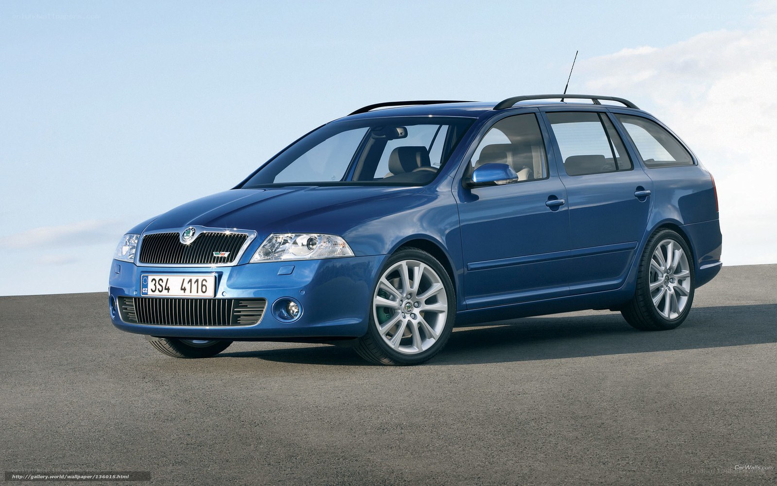 blue skoda octavia station wagon