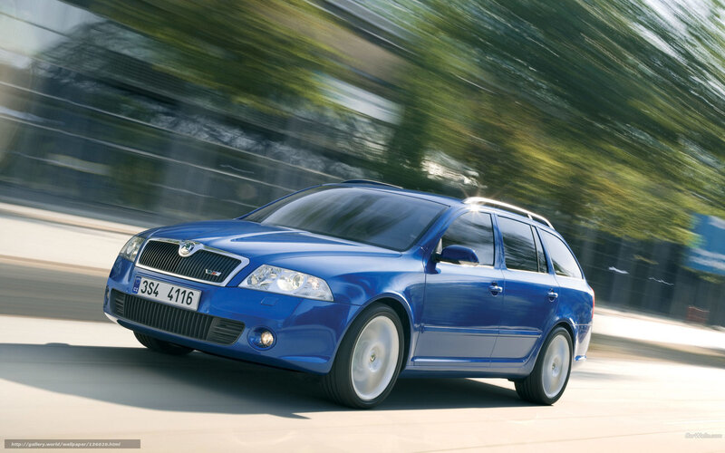 blue skoda octavia vrs in motion