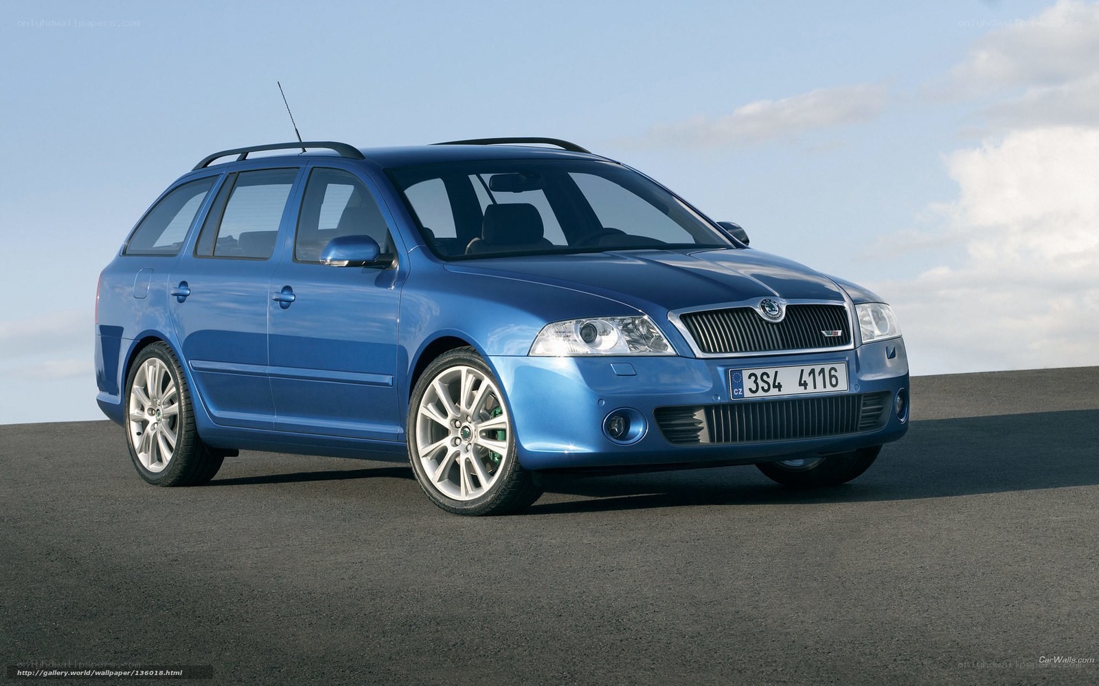 blue skoda station wagon