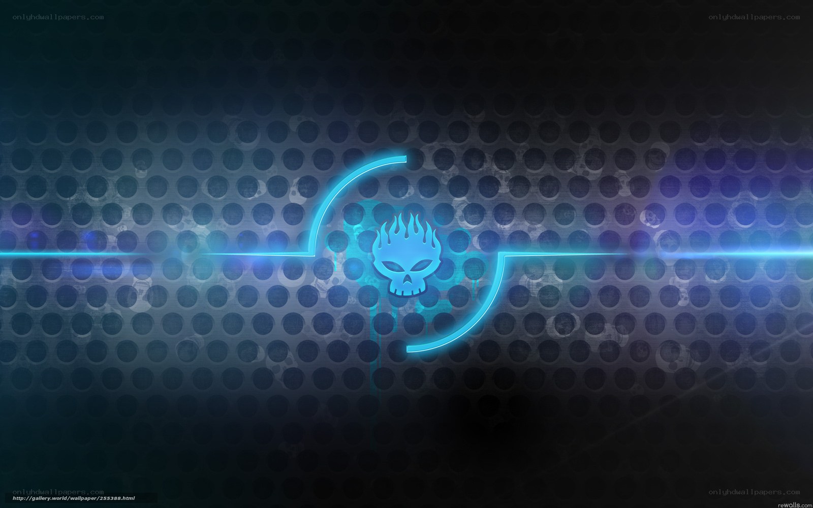 blue skull neon design