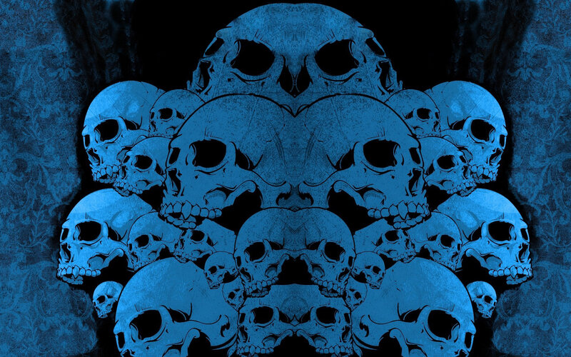 blue skull pattern design