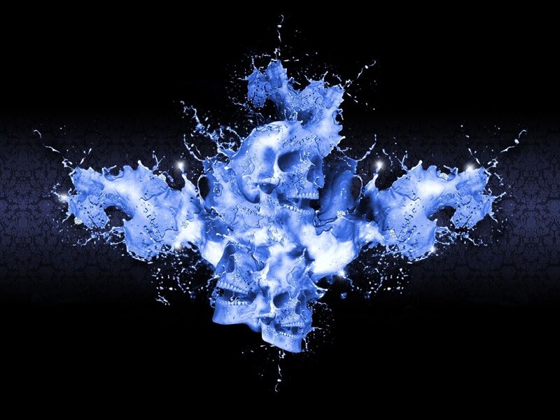 blue skull splash art