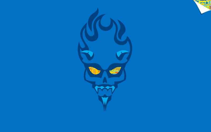 Blue Skull with Flames — Dark