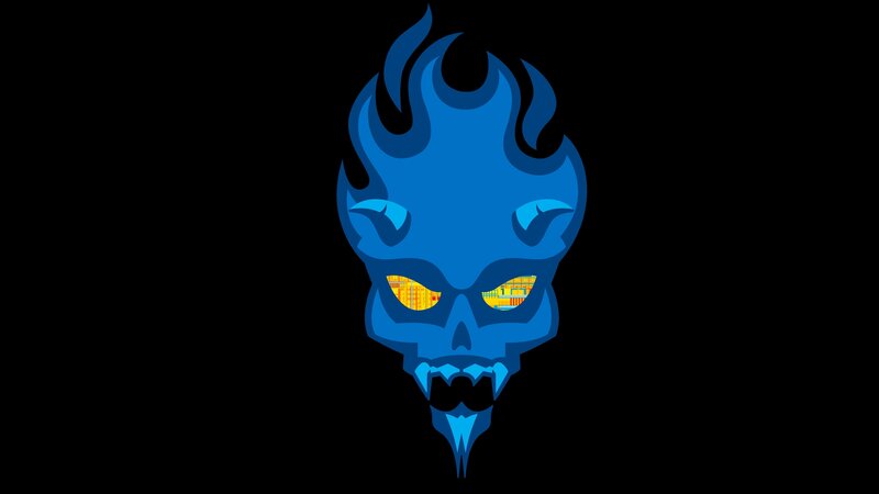 Blue Skull with Flames