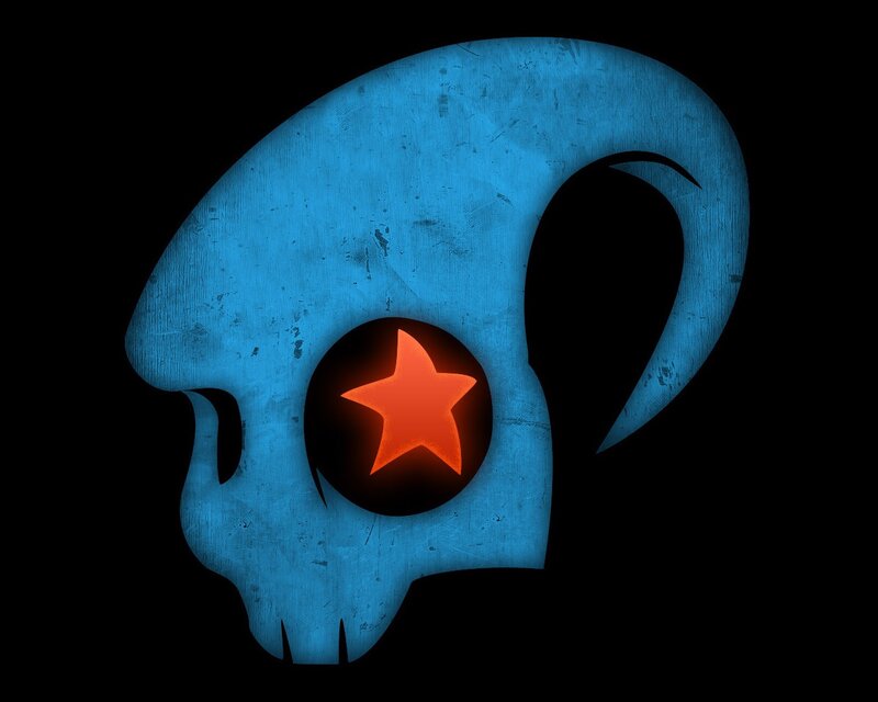 blue skull with glowing star