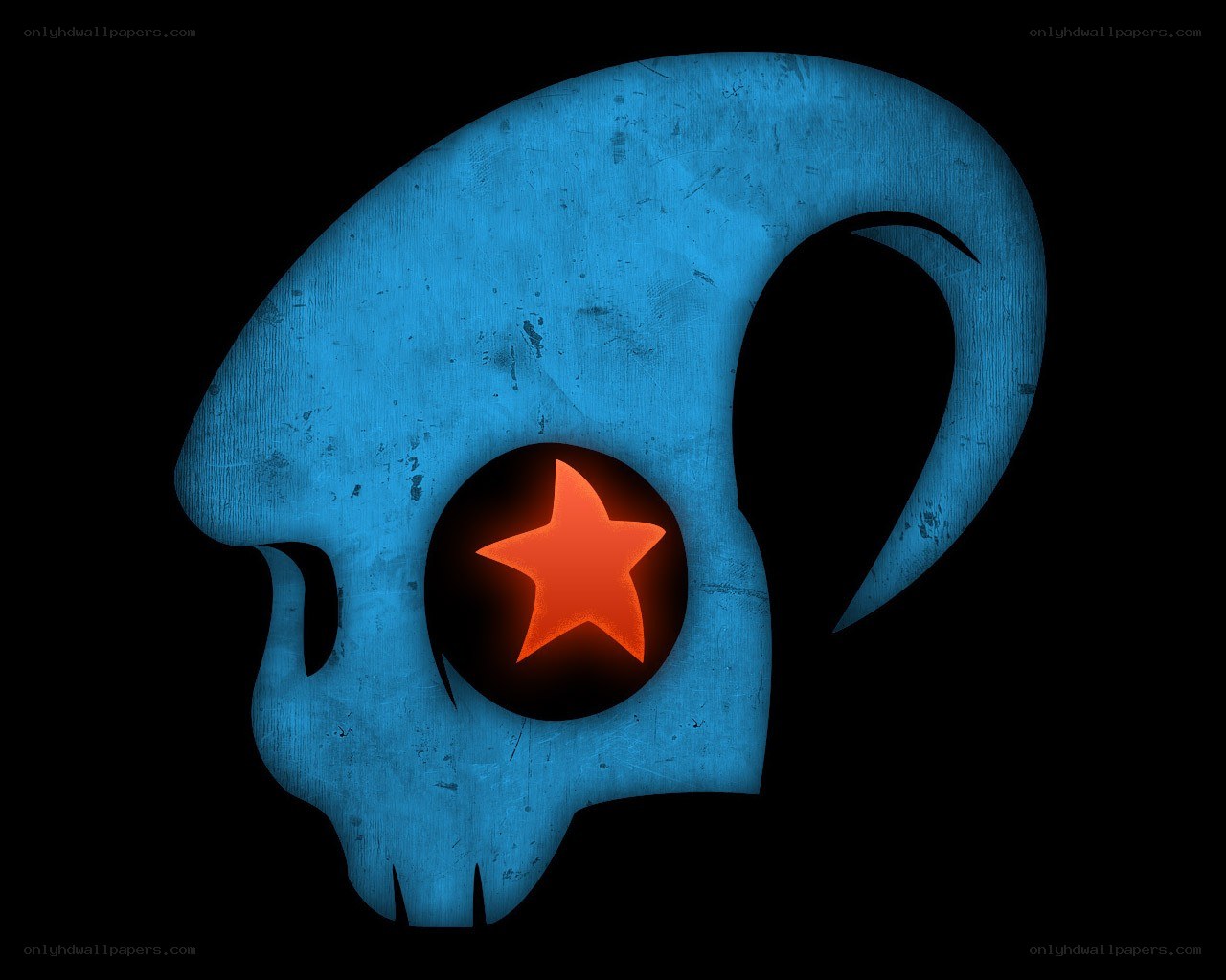 blue skull with glowing star