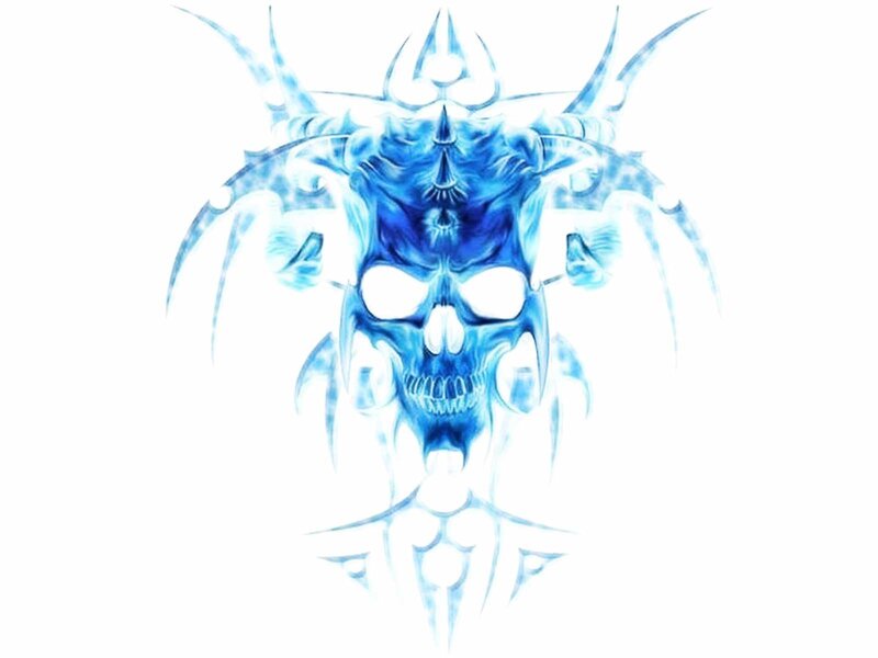 Blue Skull with Horns — Dark