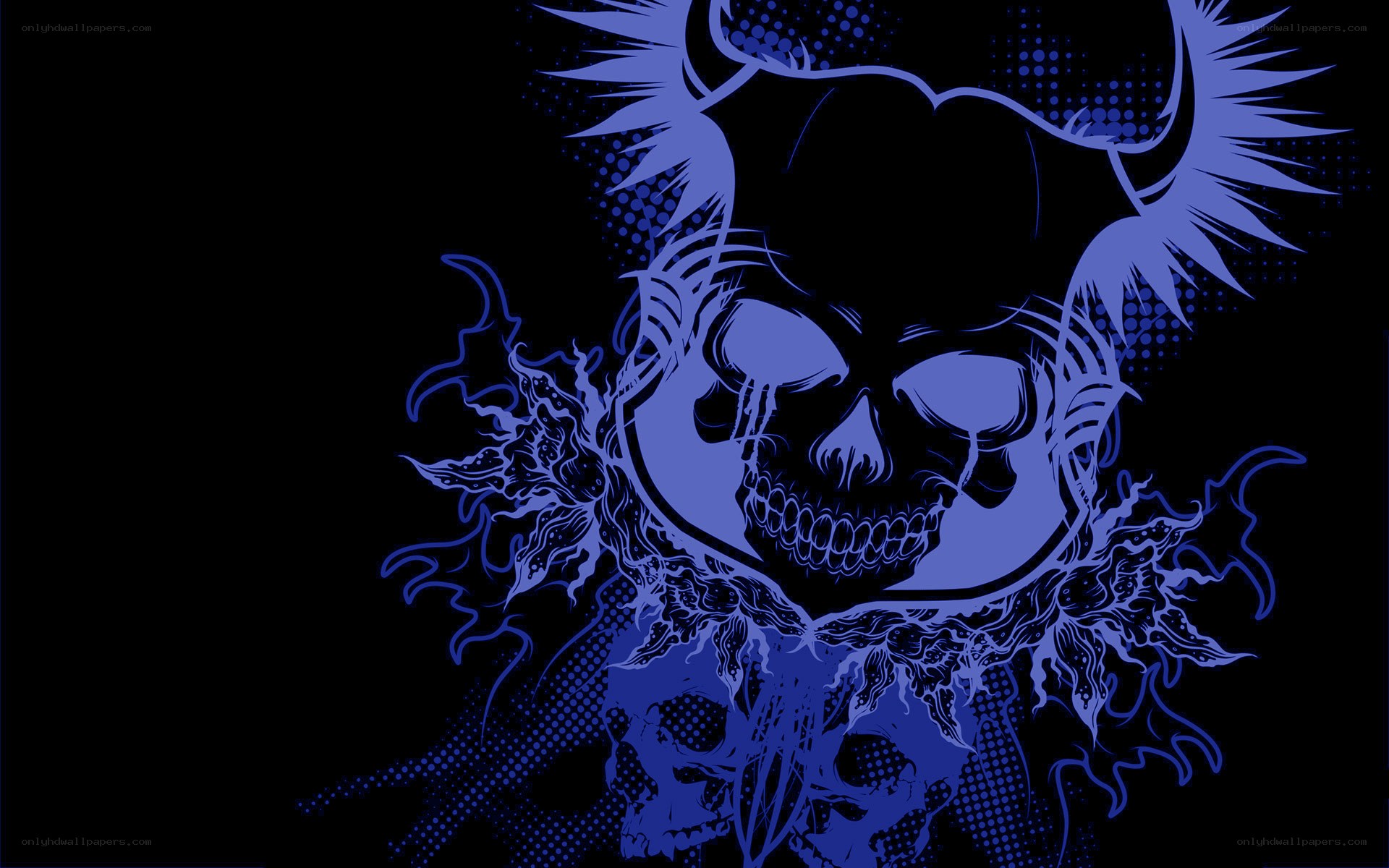 blue skull with horns
