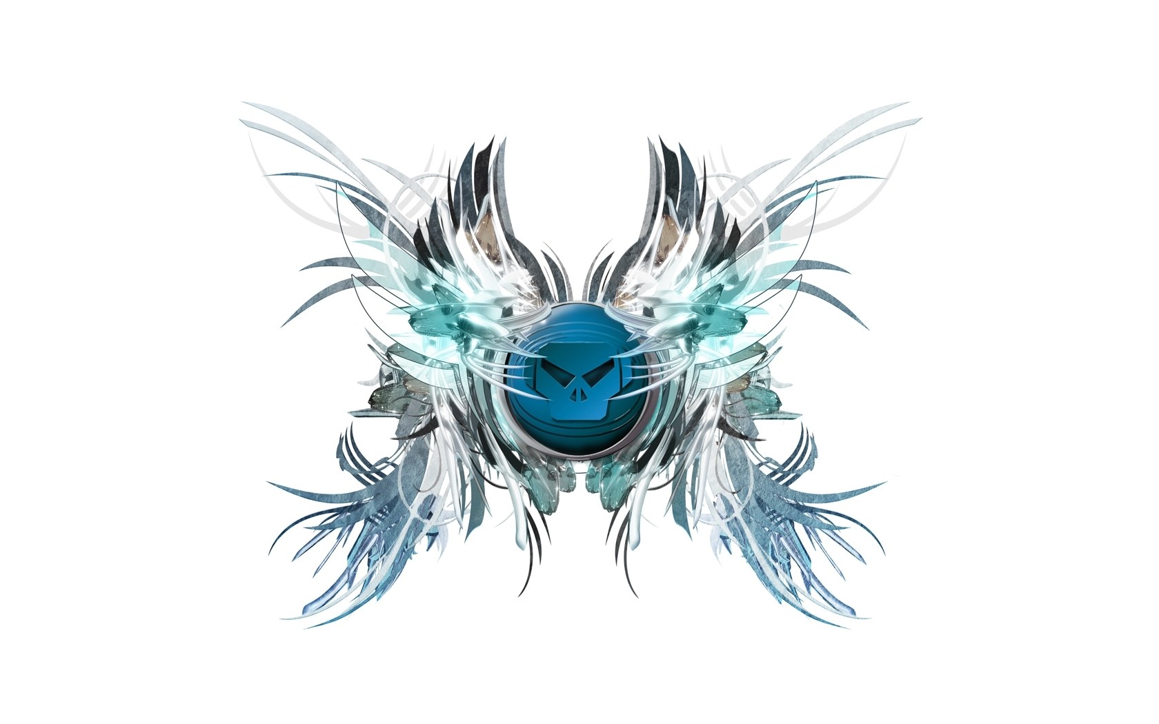 blue skull with wings logo