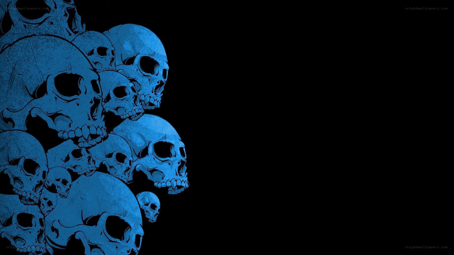 blue skulls on black background
