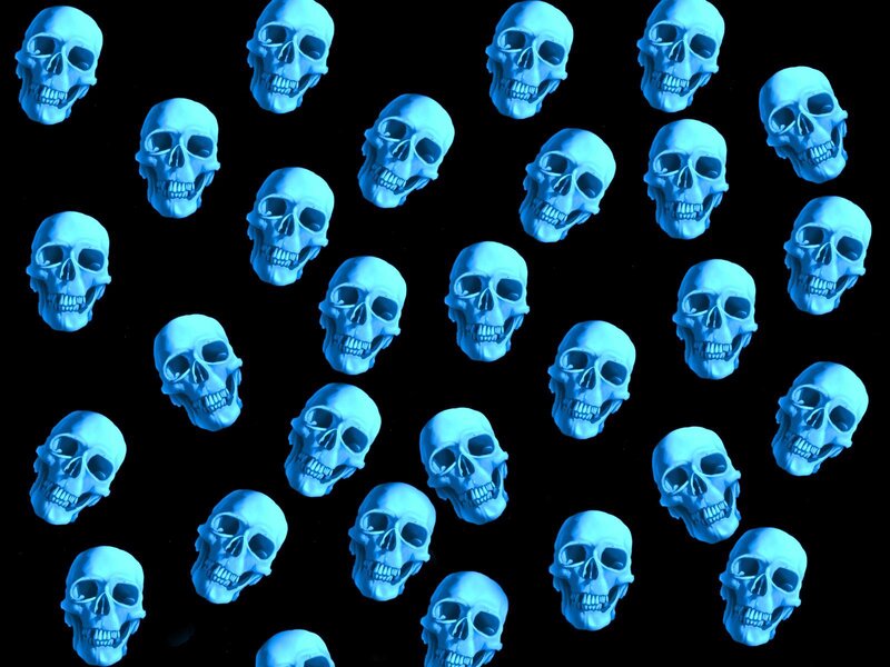Blue Skulls on Black