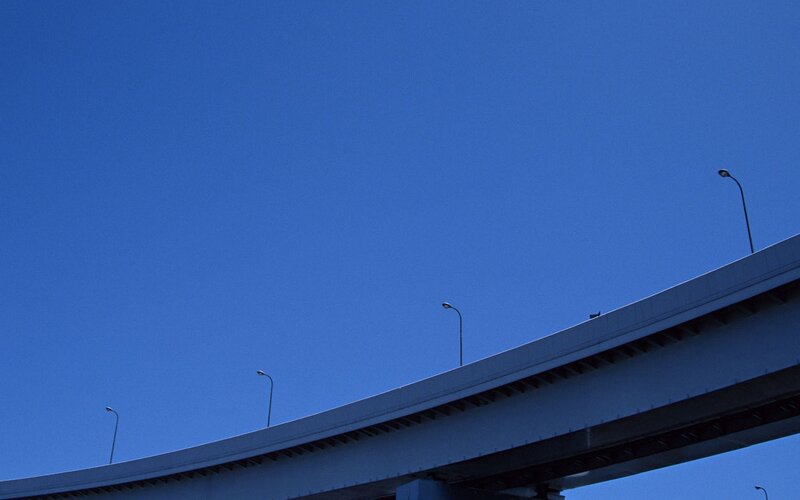 Blue sky over a bridge