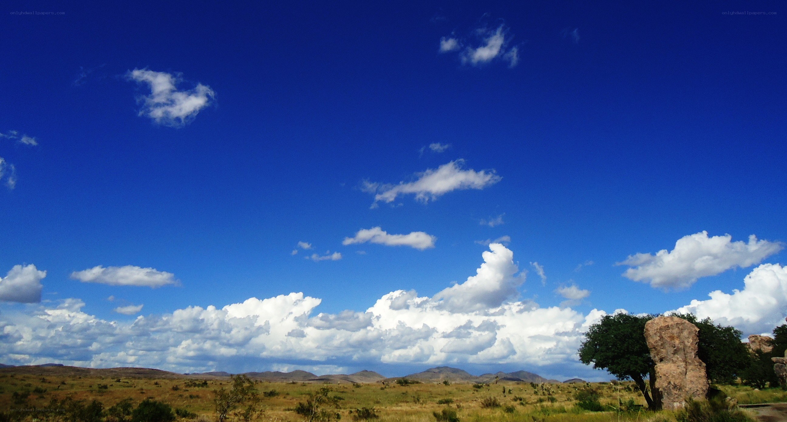 Blue sky over a desert landscape