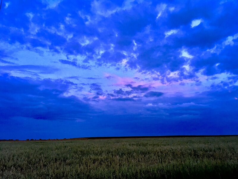 Blue sky over a field