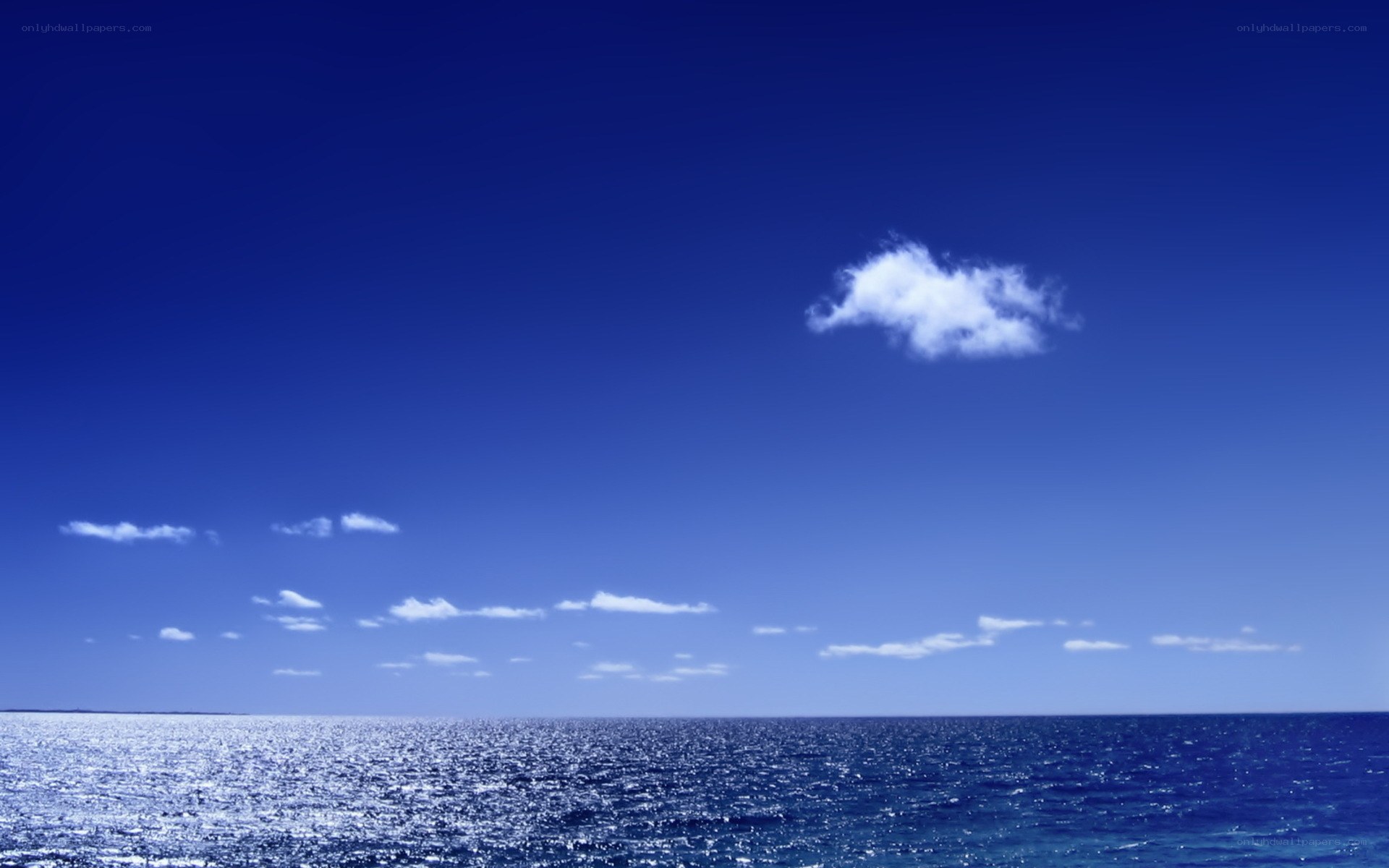 Blue sky over calm ocean