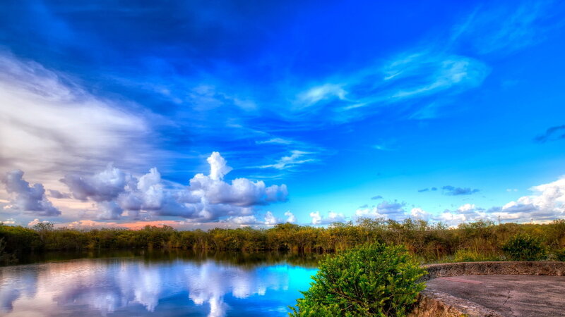 Blue Sky over Lake — Serene