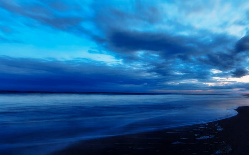 Blue Sky over Ocean — Serene, Night