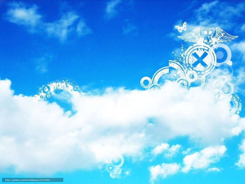 blue sky with clouds and graphics