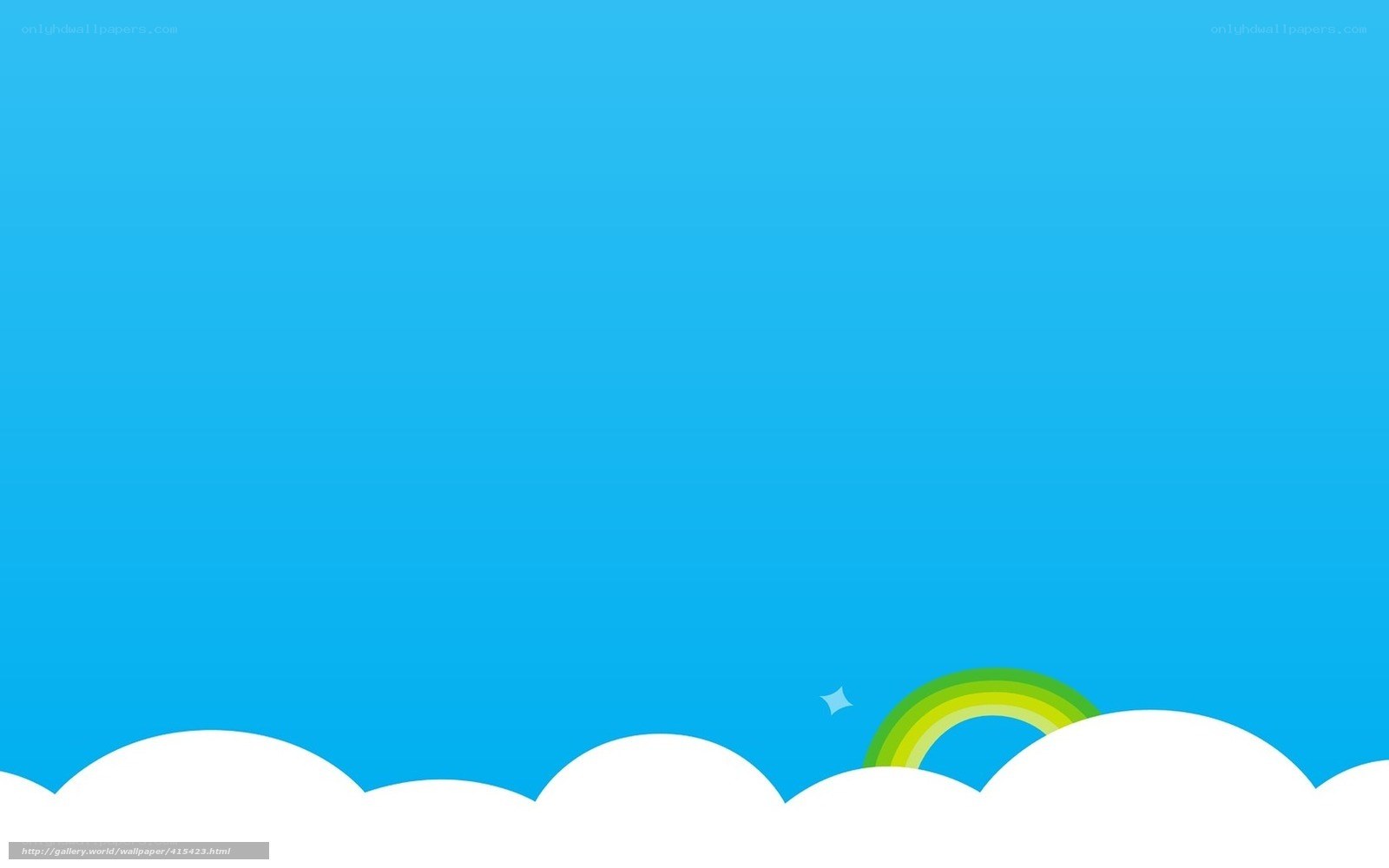 blue sky with clouds and rainbow