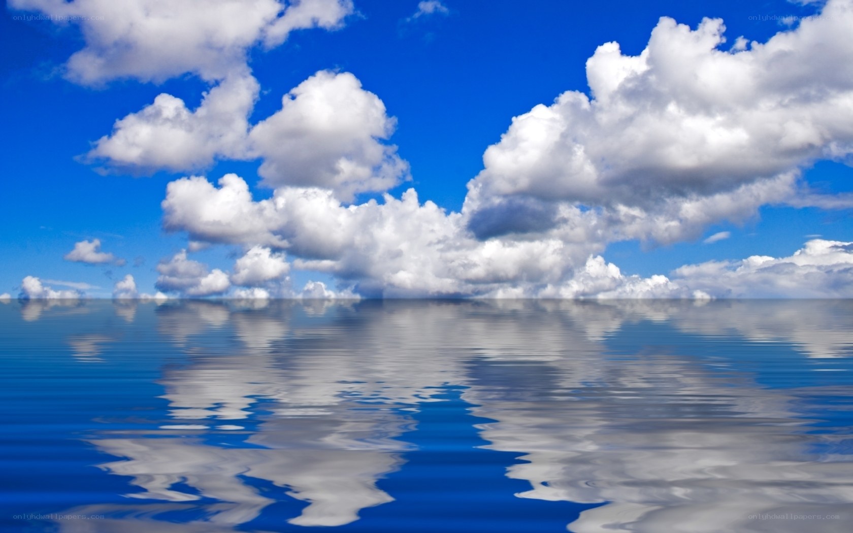 Blue sky with clouds and reflection