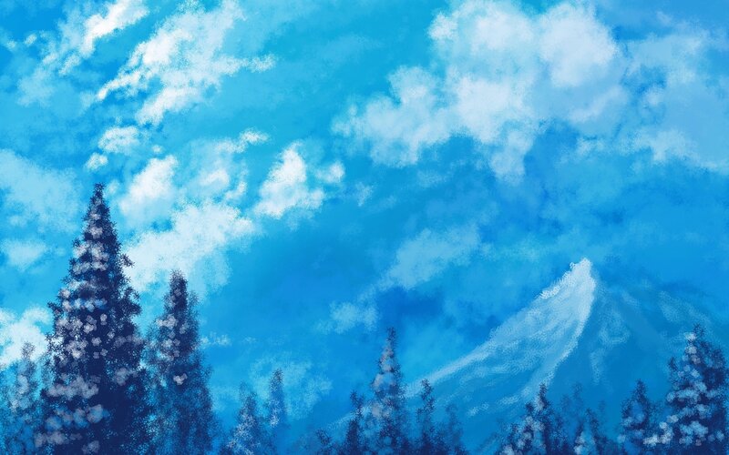 Blue sky with clouds and trees