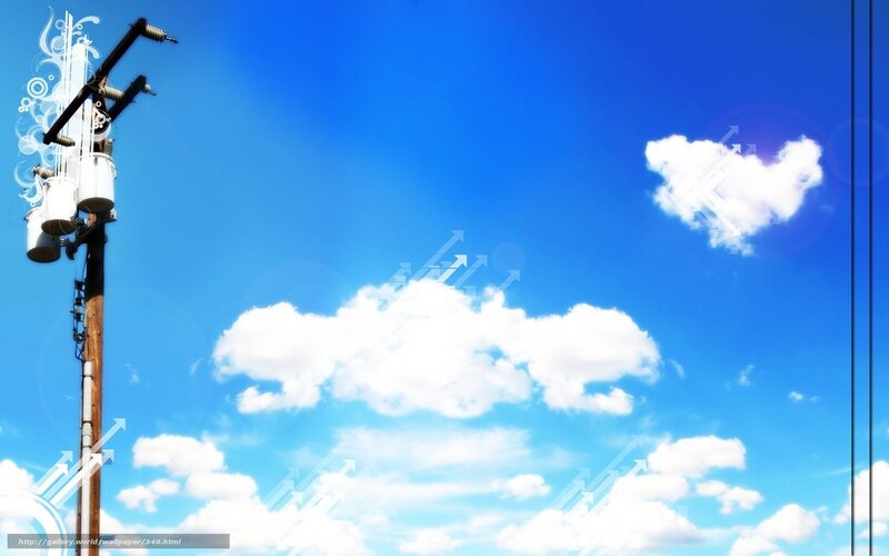 Blue sky with clouds and utility pole