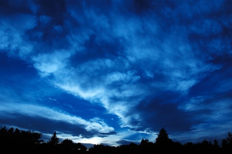 Blue Sky with Clouds — Dramatic, Night