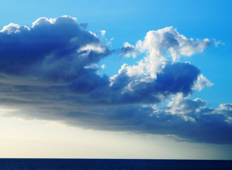 Blue sky with clouds over ocean