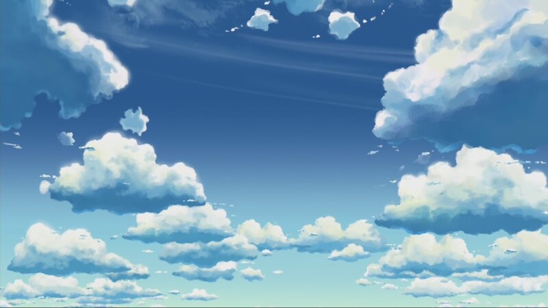 Blue Sky with Clouds — Serene, Afternoon, Anime, White