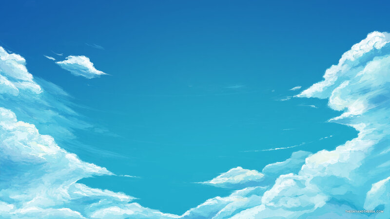 Blue Sky with Clouds — Serene, Afternoon, Digital Art