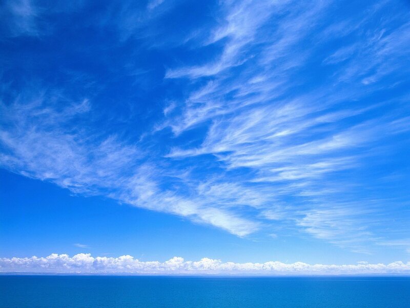Blue Sky with Clouds — Serene, Afternoon, Photograph, Ocean, White