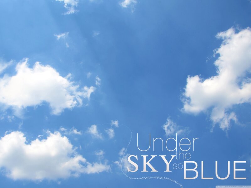 Blue Sky with Clouds — Serene, Afternoon, Photograph, Text, White