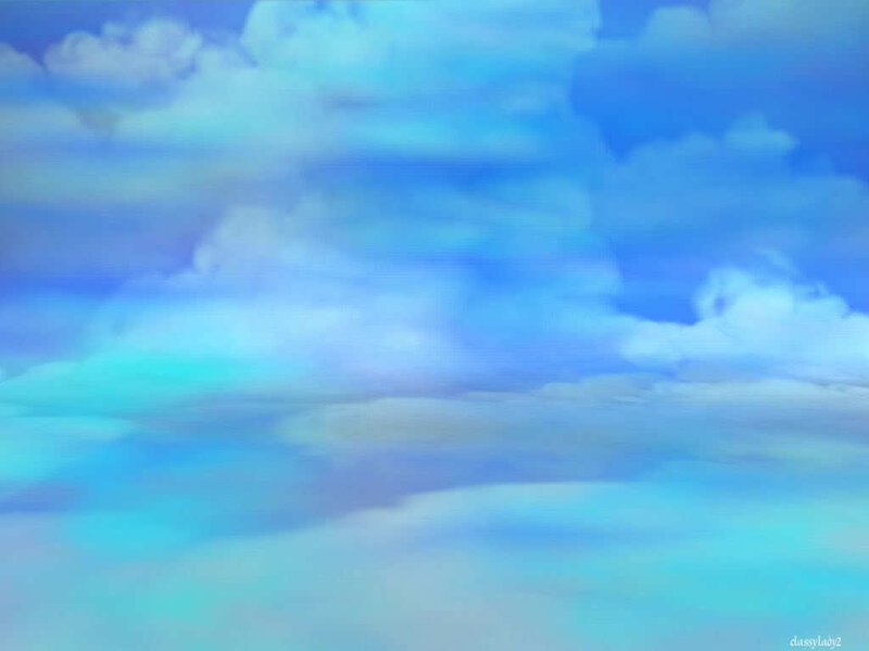 Blue Sky with Clouds — Serene, Digital Art, White, Dassylady2